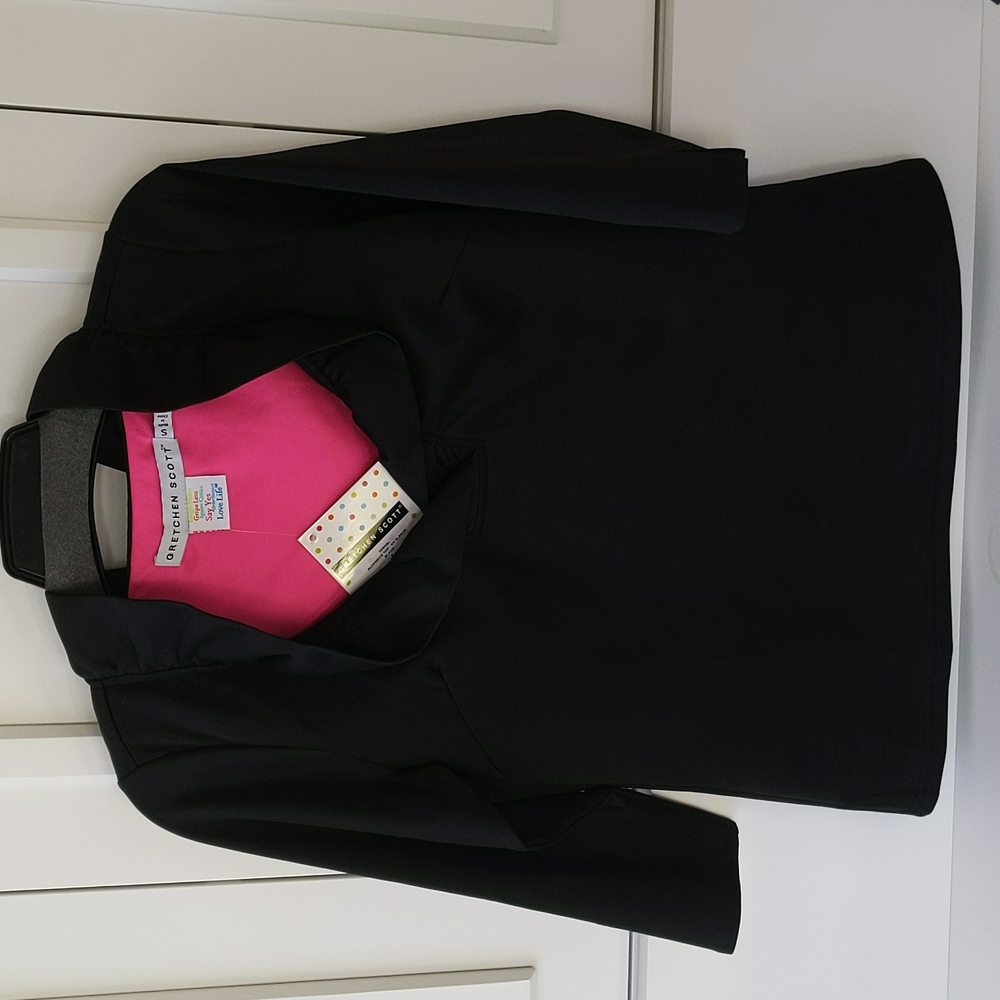 Gretchen Scott 3/4 sleeve ruffle neck blouse